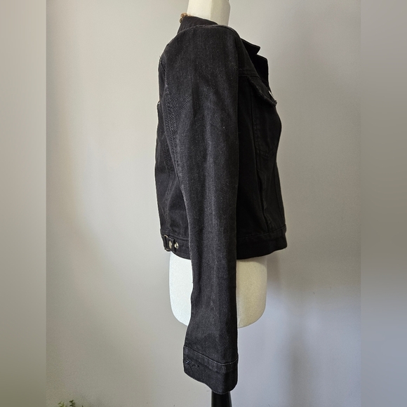 VALFRE Black Denim Jacket with Butterfly Back. Size Small - Picture 7 of 16